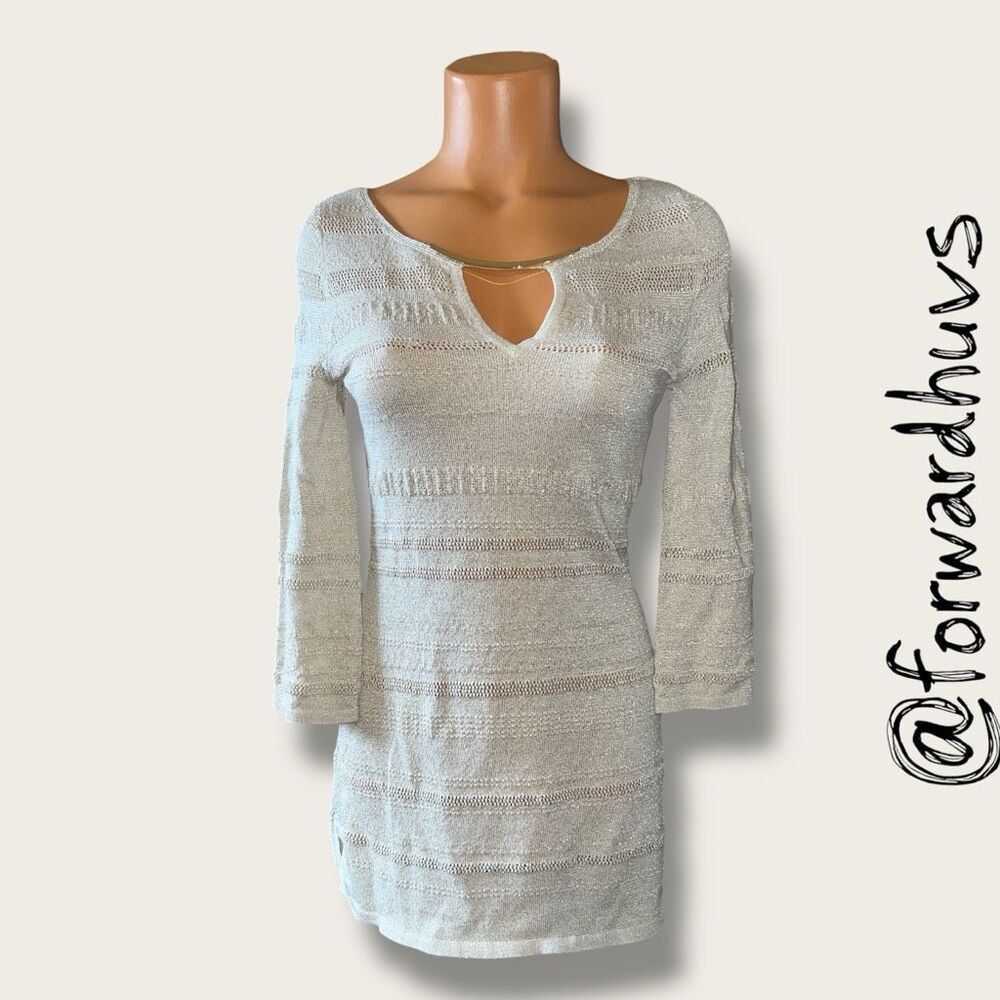 White House Black Market Metallic Knit Tunic Sweater –  Size XS